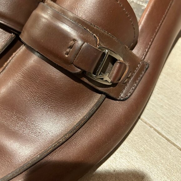 Mens Salvatore Ferragamo Brown Leather Flats Loafers Shoes 8.5 EE/EEE main image 13